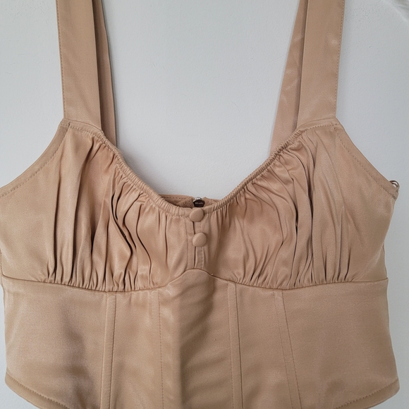 Zara Fairy Coquette Grunge Babydol Beige Corset Top Size Small - Picture 3 of 10